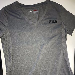 This is a kids M grey v- neck